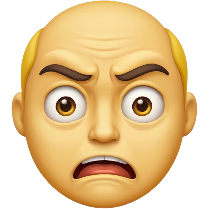 A Classic emoji, yellow character. Extreme disgust/ confusion. One eyebrow raised, one eyebrow lowered in anger. With a deep sneer on the mouth. emoji
