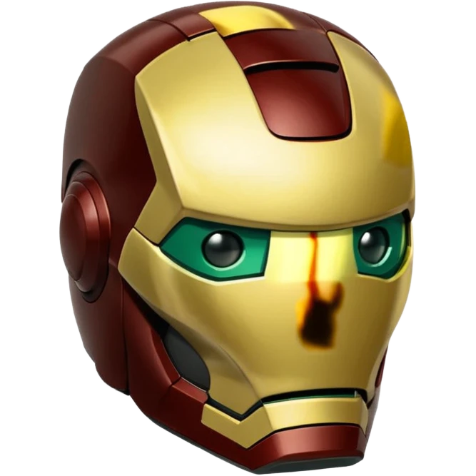 Deep brown and deep green and cream yellow Iron man helmet emoji