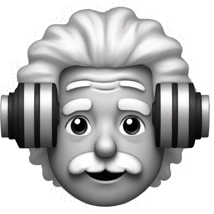 albert einstein happy listening music in the gym with dumbells emoji