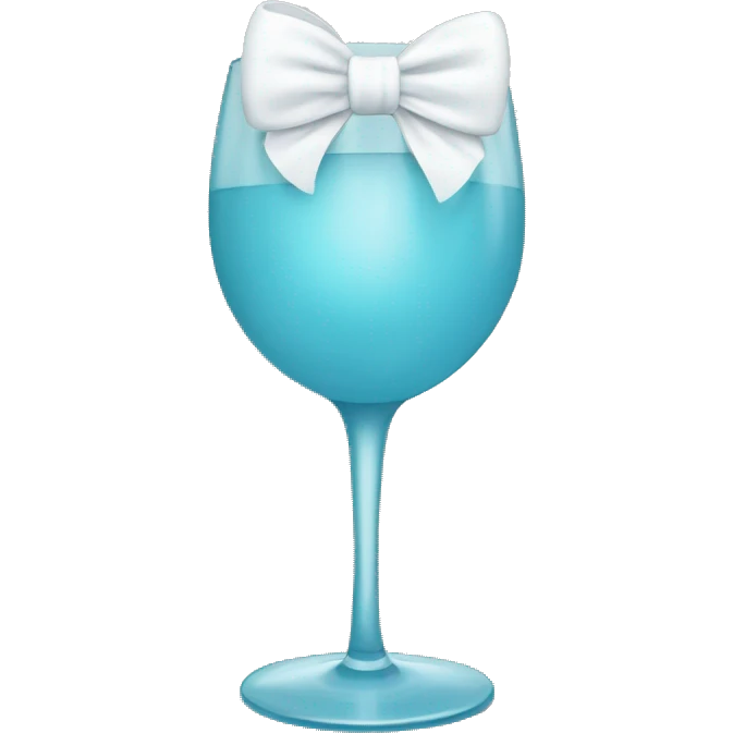 Pastel blue wine glass with a white bow emoji