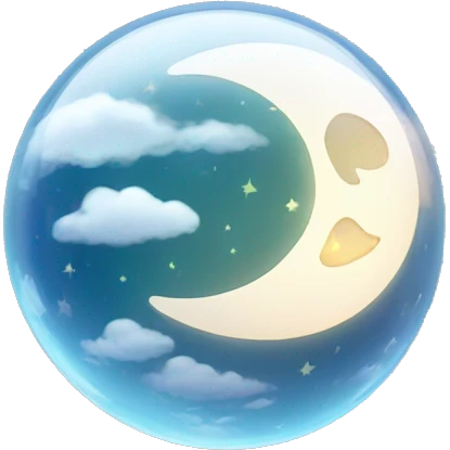 Cloud in a glass sphere with a glowing moon in the middle emoji