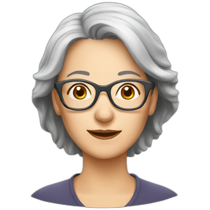 grey hair european women with glasses middle aged emoji