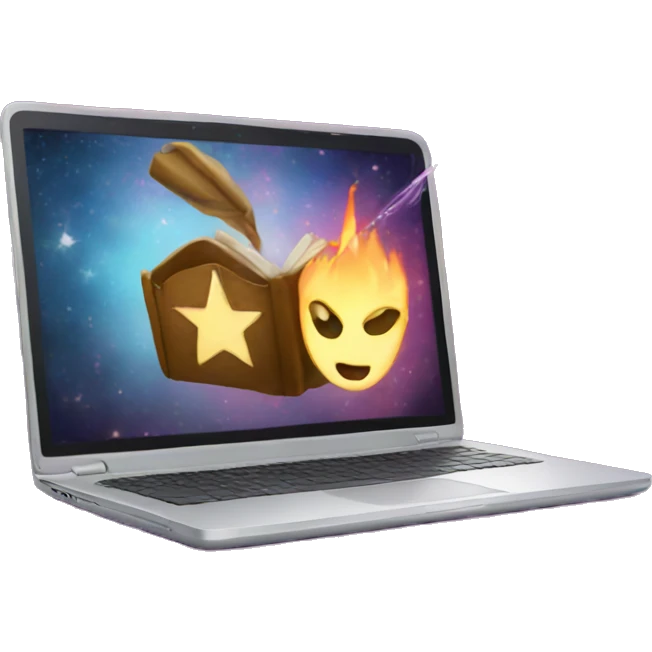 laptop and magic emoji