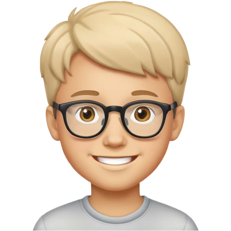 smiling boy indoors with glasses emoji