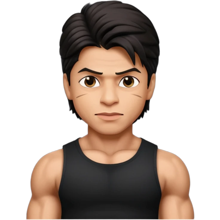 ipretty bratz emoji of shah rukh khan wearing a black tee, muscular emoji