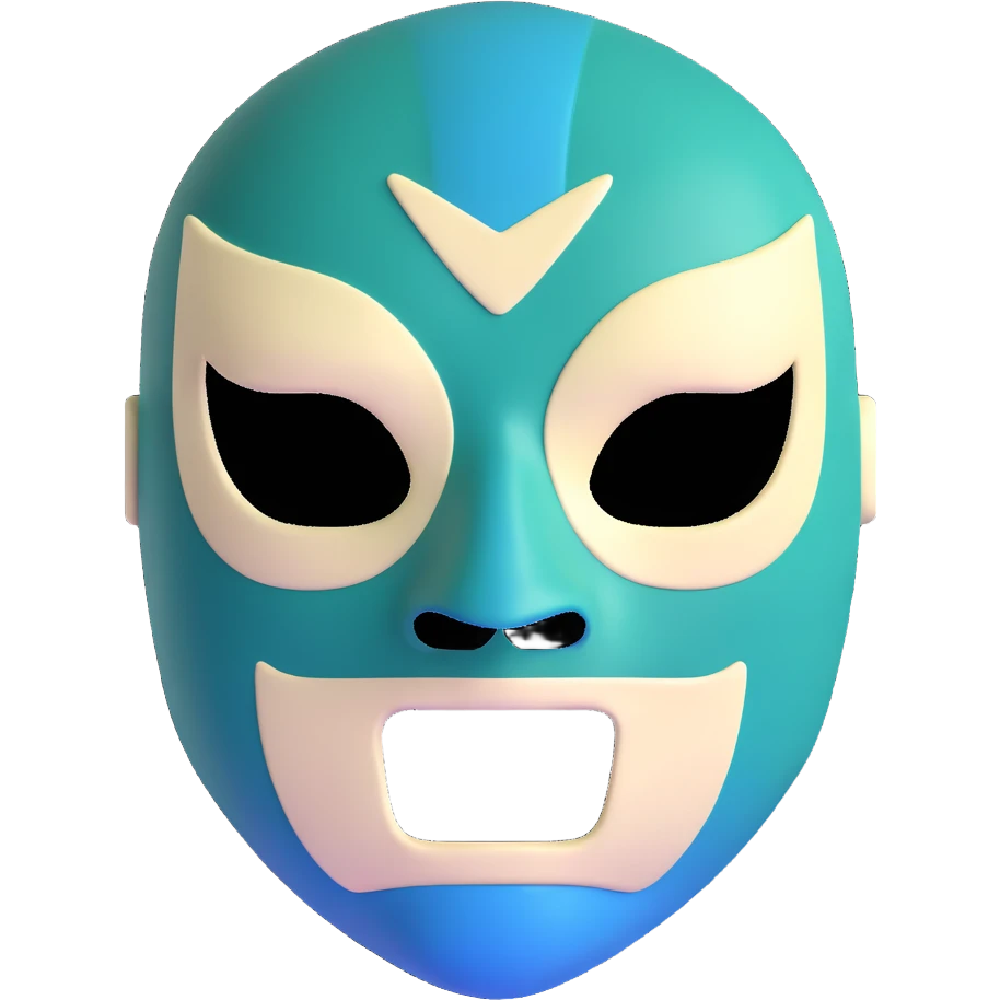 forest green, cream, and Carolina blue luchador mask emoji