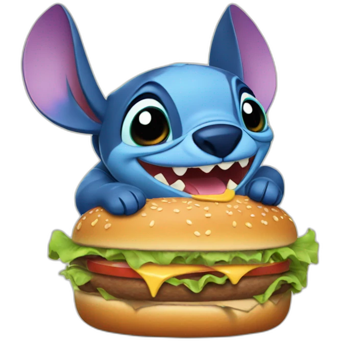 Stitch eating burger emoji