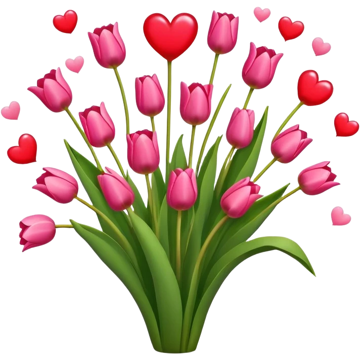 Tulips with hearts around it  emoji