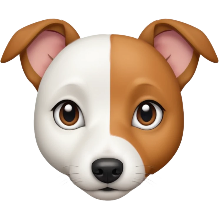 a fully white jack russell the size of a kelpie with a half white face emoji