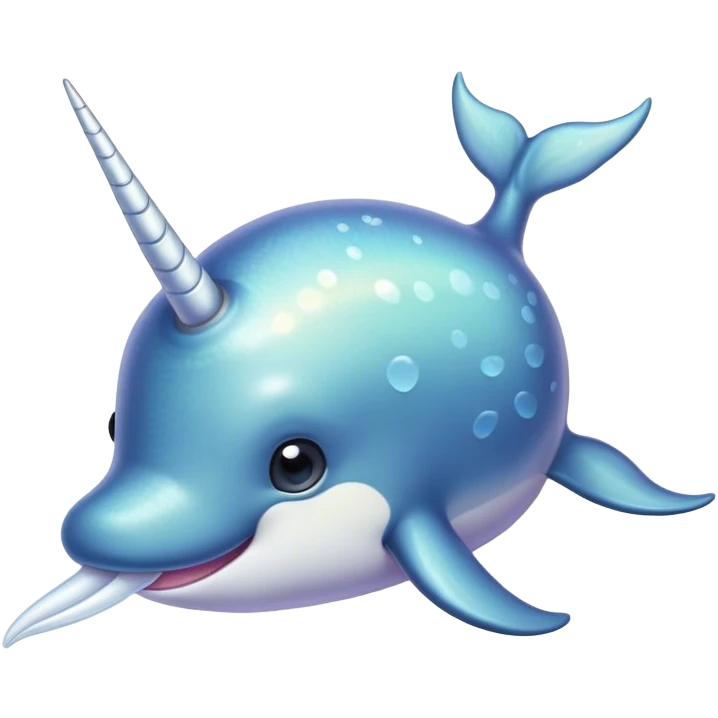 Cinematic Cute Cute Narwhal Portrait Emoji, Head tilted playfully and inquisitively, featuring a charming, sleek body with softly iridescent skin, a prominently spiraled tusk and large, twinkling eyes full of gentle wonder, Simplified yet irresistibly adorable features, highly detailed, glowing with a warm, inviting ocean glow, high shine, affectionate and lively, stylized with a touch of magical sea whimsy, soft glowing outline, capturing the essence of a mischievous yet endearing cute narwhal that seems as if it could frolic out of the screen into your heart! emoji