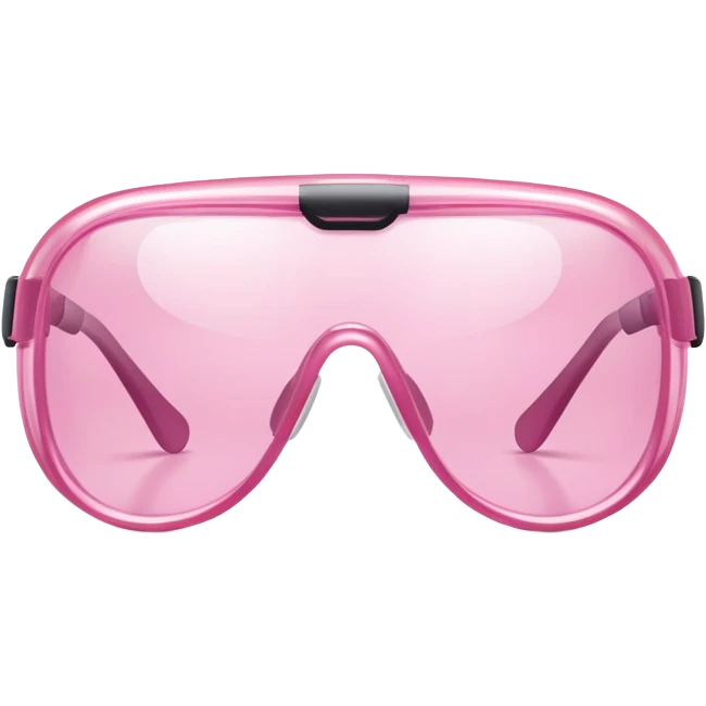 pink laboratory safety glasses, wraparound design with pink-tinted lenses, scientific eyewear emoji