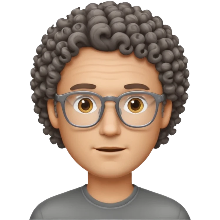 homme blanc avec cheveux brun frisés et lunettes grise emoji