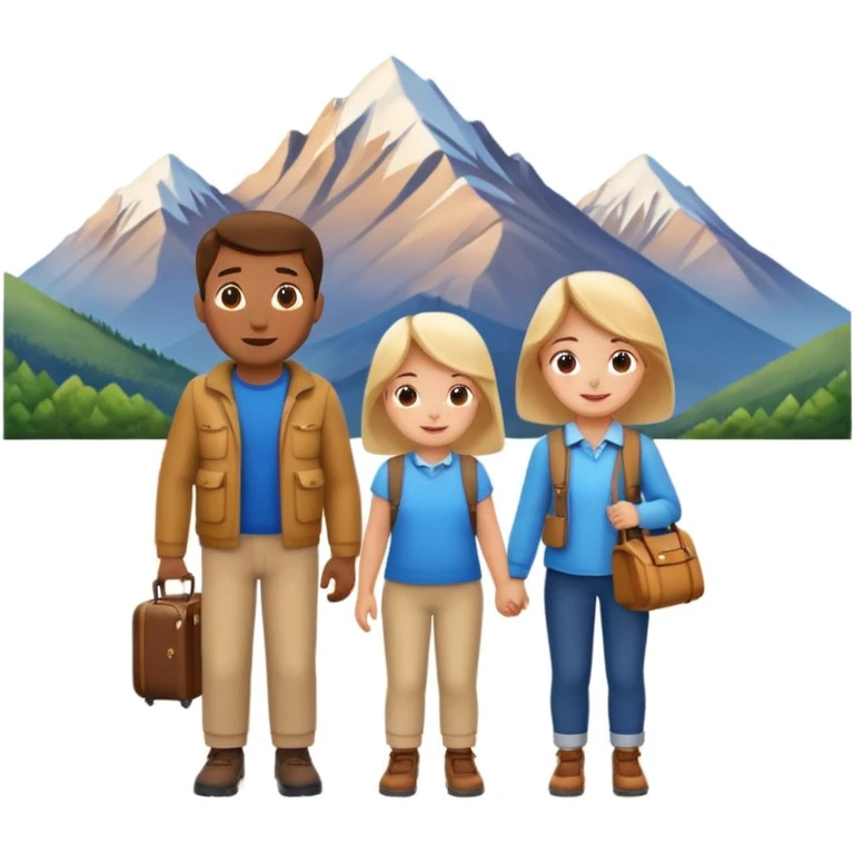 family photo, travelling mountains background emoji