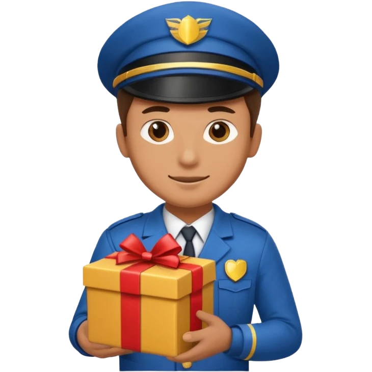 man courier holding gift box emoji