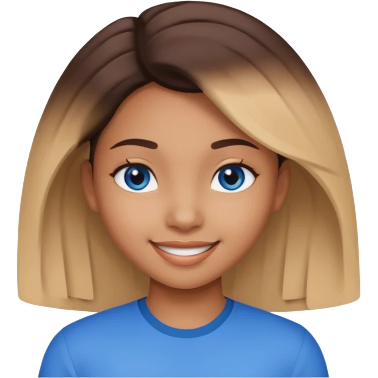 Can you make a blasian horl with light brown skin and have two different eye color  one blue and the other eye color brown please let me also see the half of her body emoji