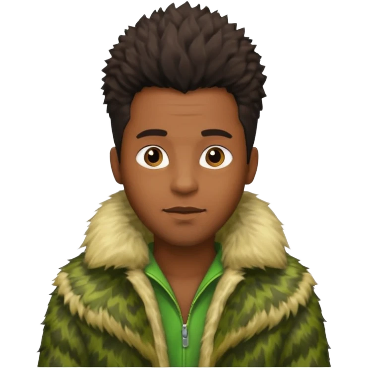  black  male in green fur coat  emoji