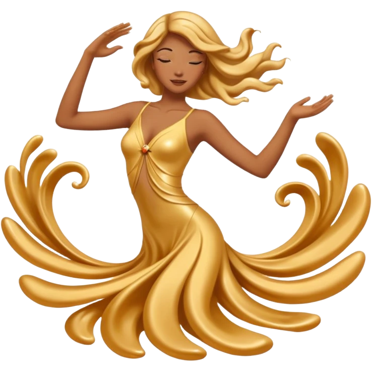 Golden liquid around the dancing hands emoji