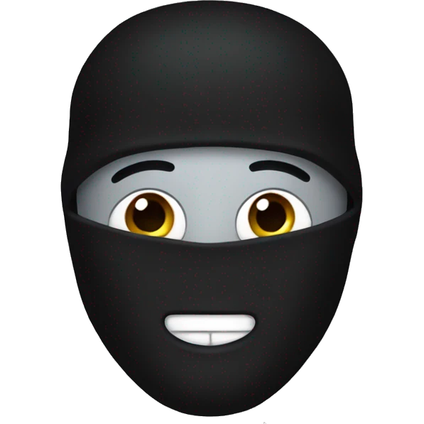 kanye with a black balaclava in black mask and silver grillz on teeth emoji
