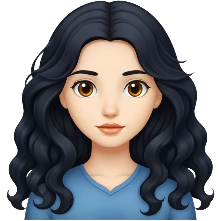 Girl with long wavy black hair emoji