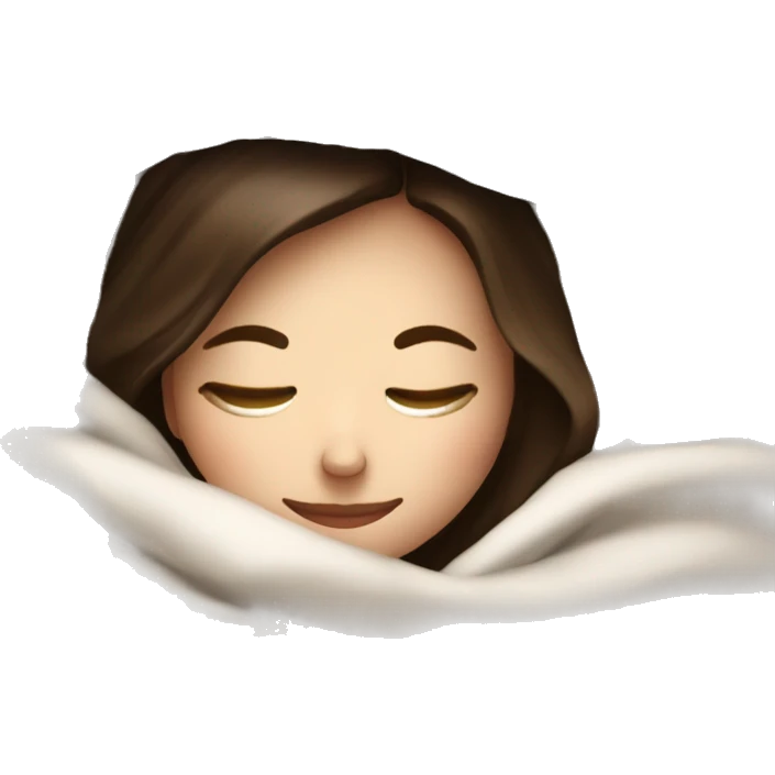 White girl brunette inside a blanket sipping coffee eyes closed emoji