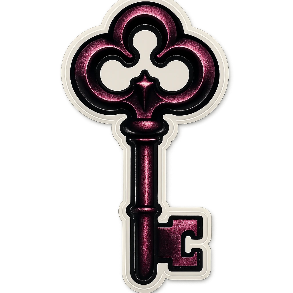 gothic key, black and pink, intricate design emoji