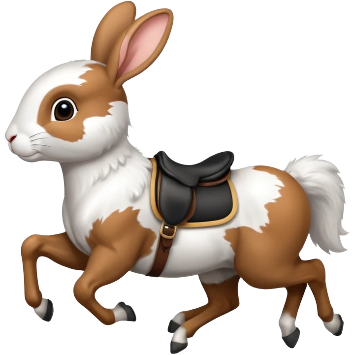 Exciting rabbit galloping on the back of horse emoji