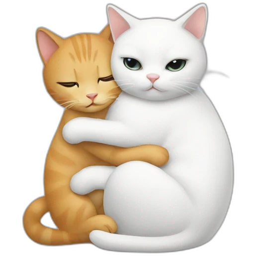 white cat hugs another cat emoji