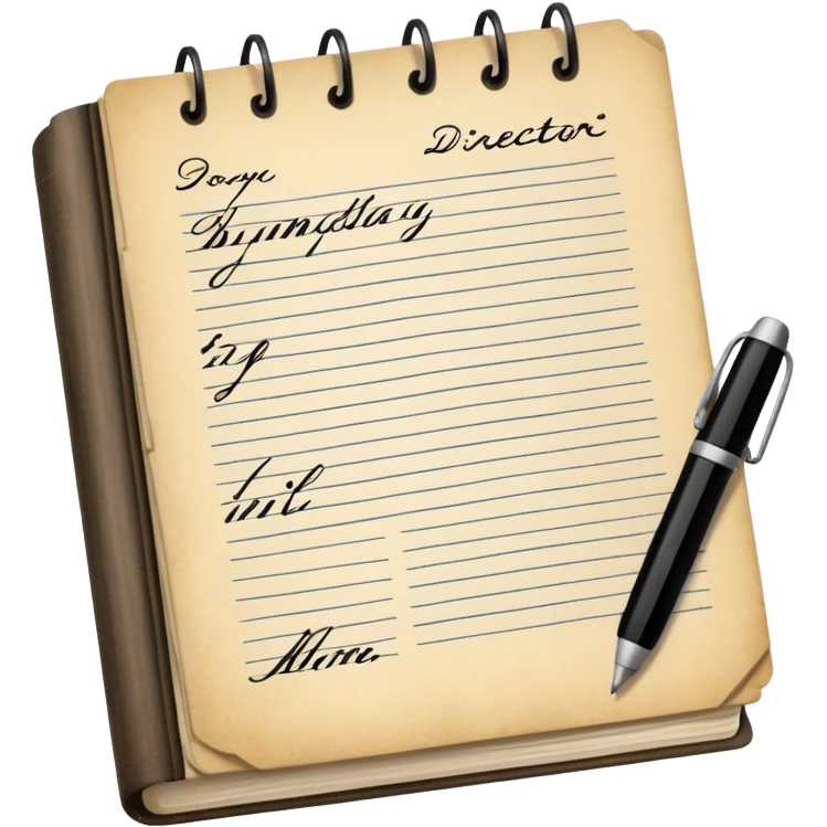Director Script – bound pages with notes emoji