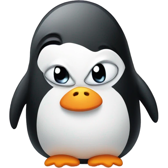 Grumpy cute penguin emoji