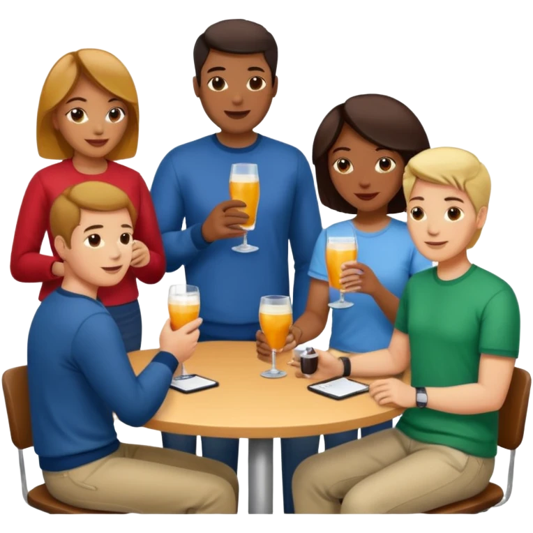 A large crowd of adults in casual clothing at an afterwork meeting emoji
