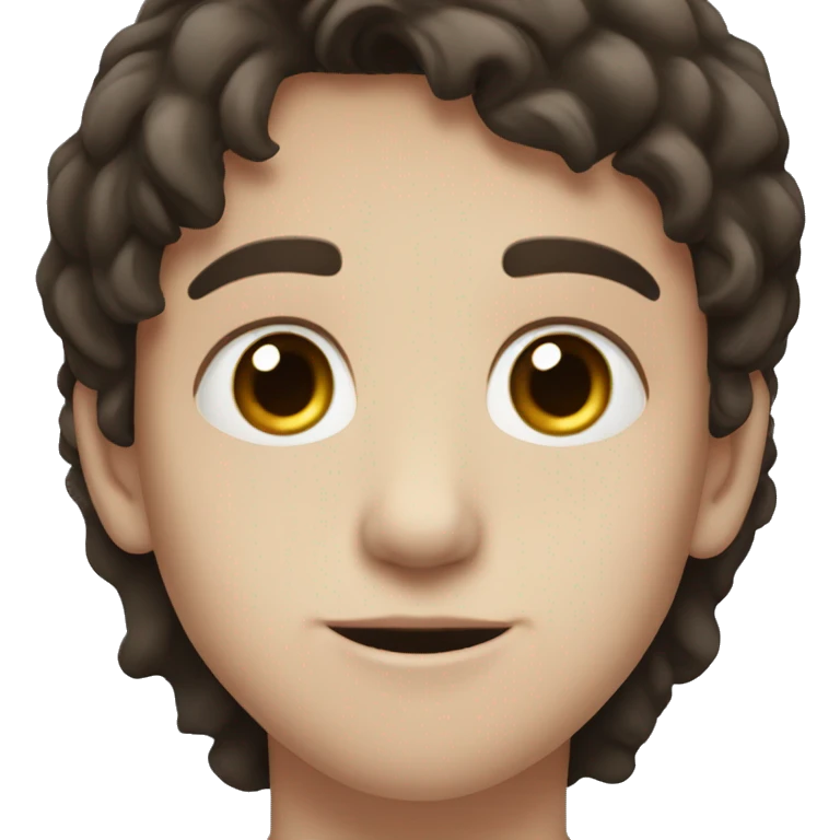 boy with dark brown hair, brown eyes, pale skin, and a septum piercing emoji