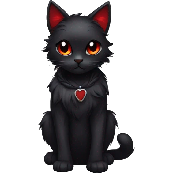 Anthro Edgy Cool Beautiful Black Cat-Fursona with Emo Hair-bangs with Red Streaks emoji