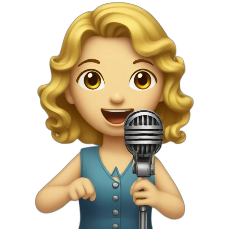 girl singing into vintage microphone emoji