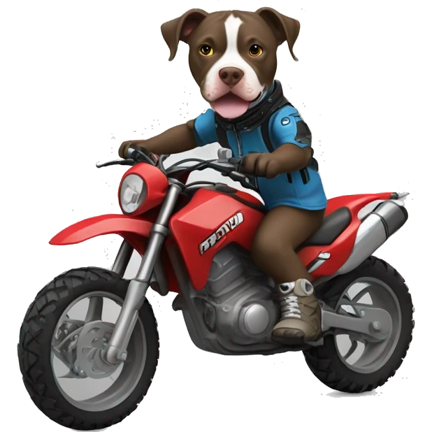 pero pitbull marro, andando en moto enduro emoji