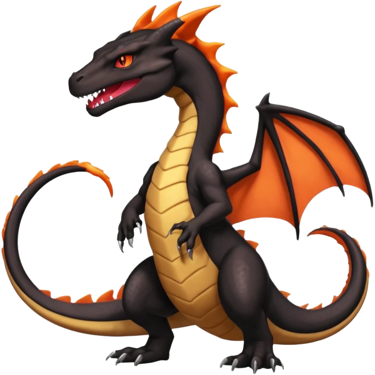 Black lanky elegant evil badass handsome cool beautiful Salandit-Shiny-Charizard-Salazzle-Seviper-fusion emoji