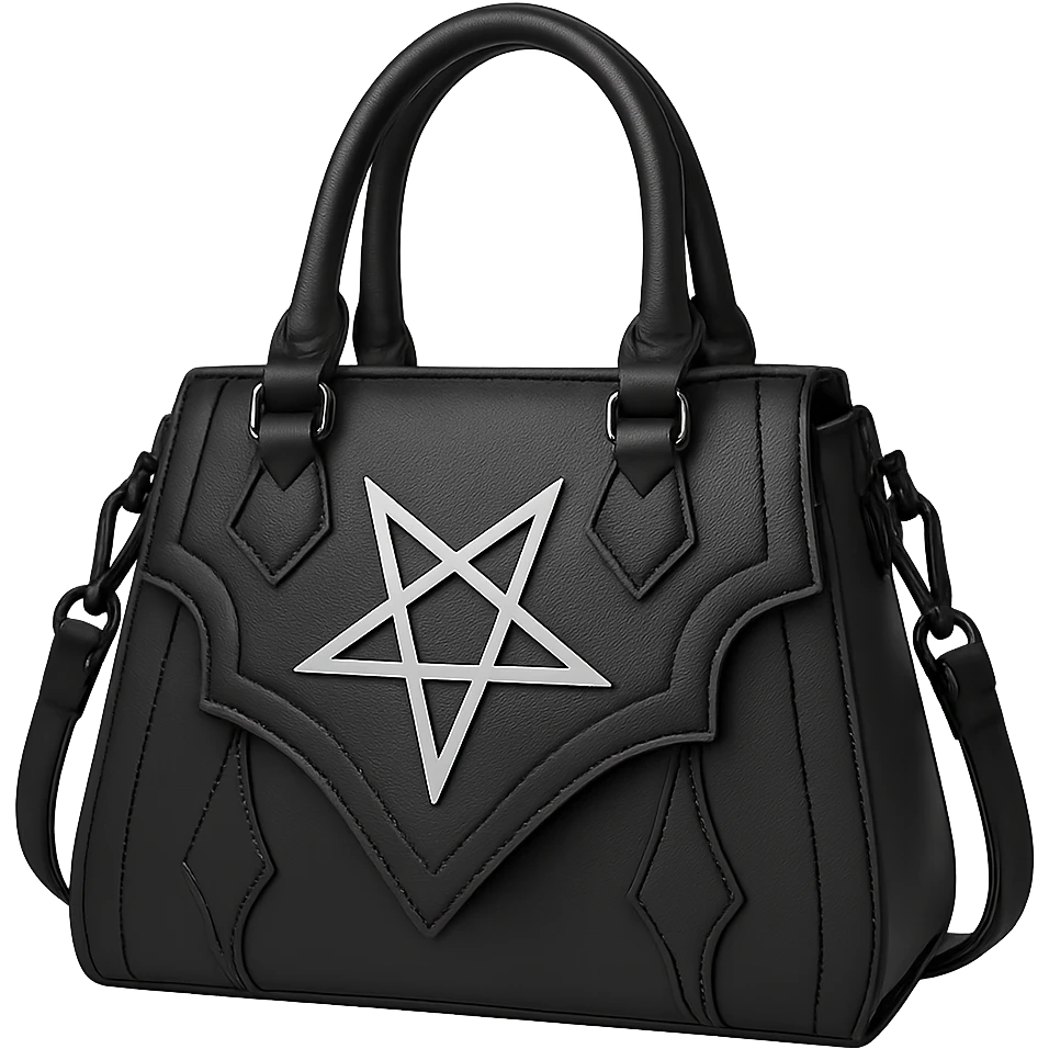 Back white gothic purse without background emoji
