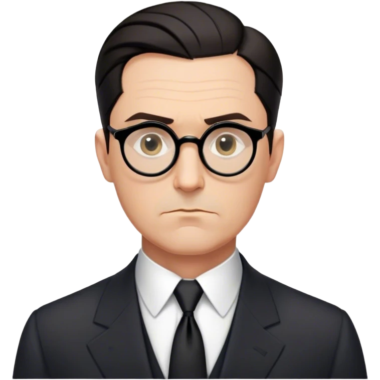 A middle-aged Caucasian man with short, slicked-back dark hair, a serious expression, wearing an early 20th-century formal suit and tie and thick black round glasses. Resembles a classic professor or scientist from the 1910s. Known as the father of behaviorism, often associated with psychology, classical conditioning, and experiments with infants (like Little Albert). Add a scholarly or experimental vibe. emoji