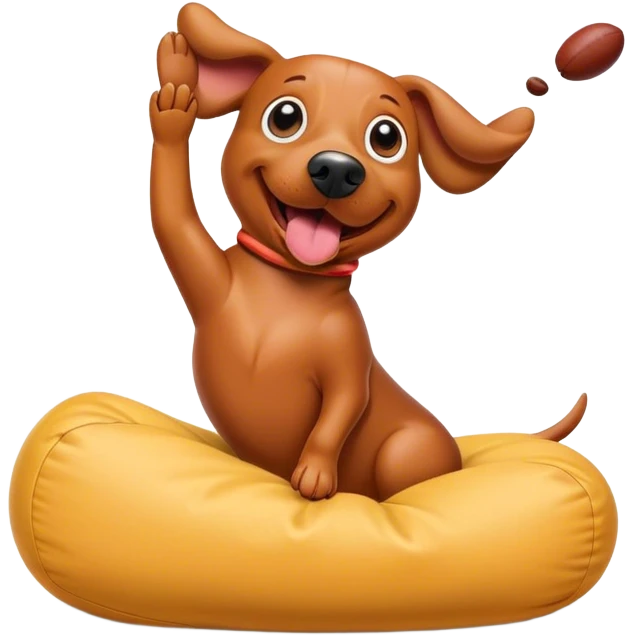 Wiener dog tossing a bean bag emoji