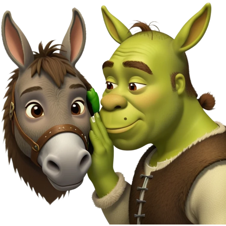 Shrek kisses a donkey emoji