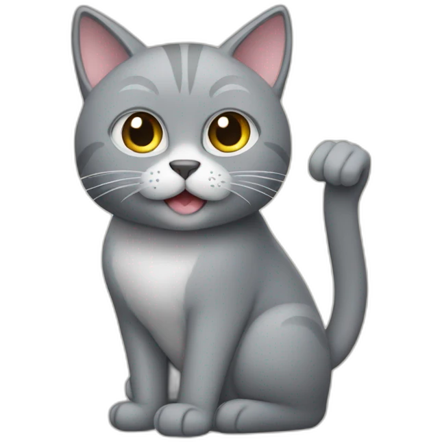 Grey cat who makes a finger of honor emoji