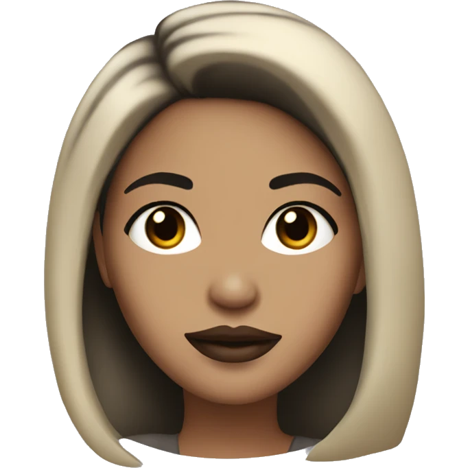 Light skin woman with black hair, dark brown eyes, big lips emoji