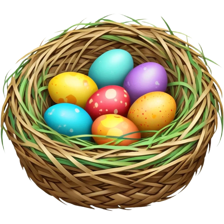 Easter nest with colorful eggs emoji