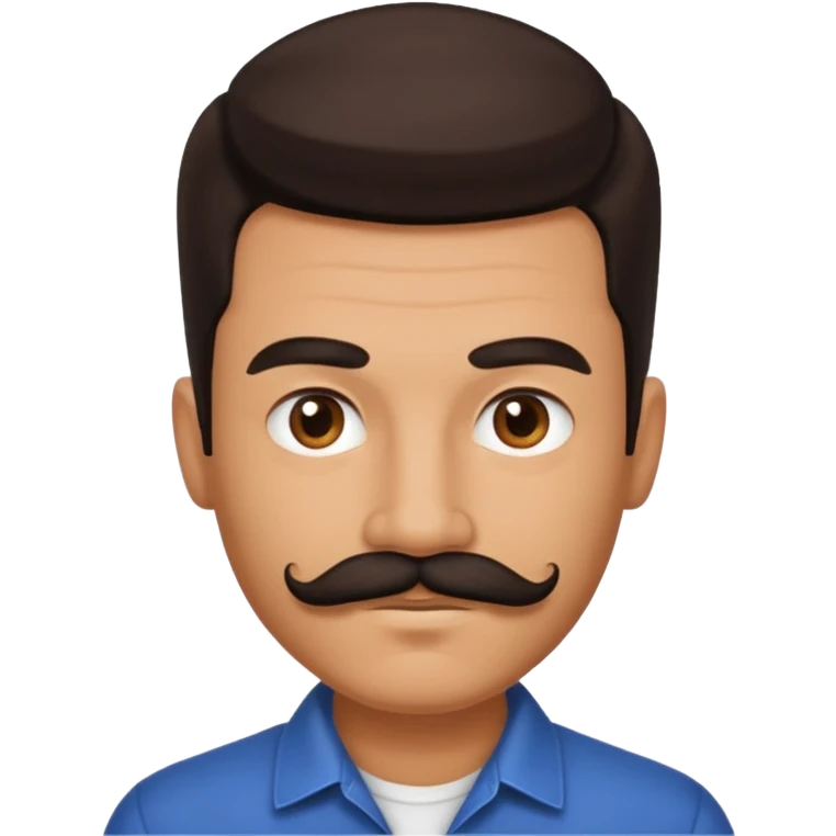 Dark brown Greased back hair and mustache with tan skin emoji