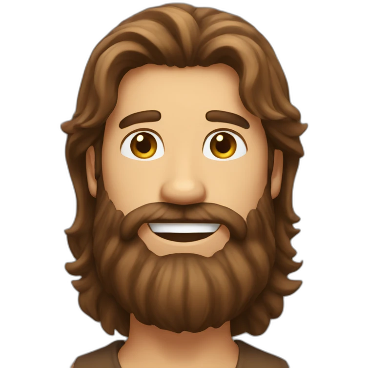 long brown haired bearded man happy emoji