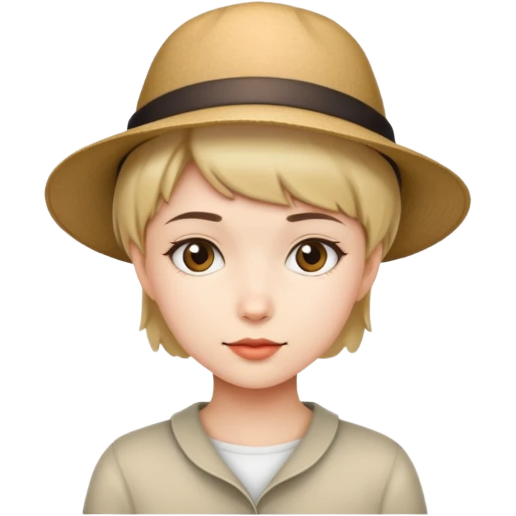 short haired girl with hat emoji