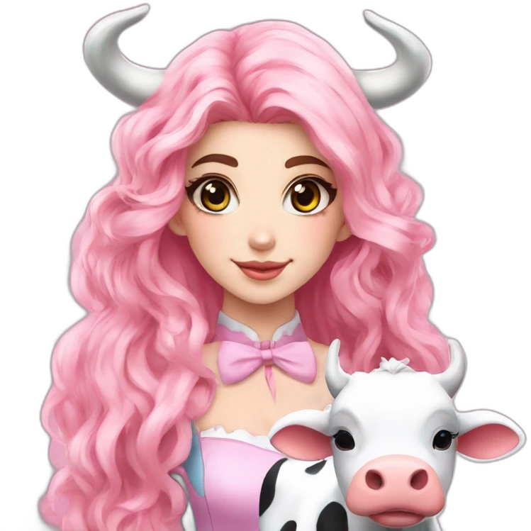 Belle Delphine with cosplay cow emoji