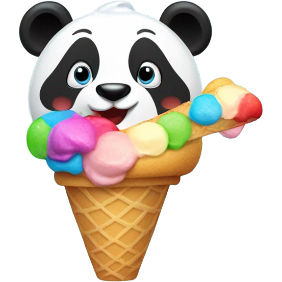 Panda eating ice cream emoji