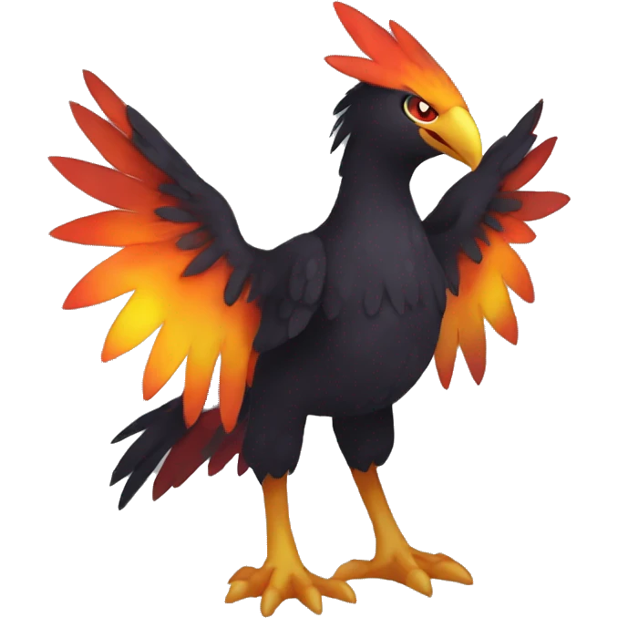 Fantasy legendary dark bird shadow-type-Phoenix Fakemon full body emoji