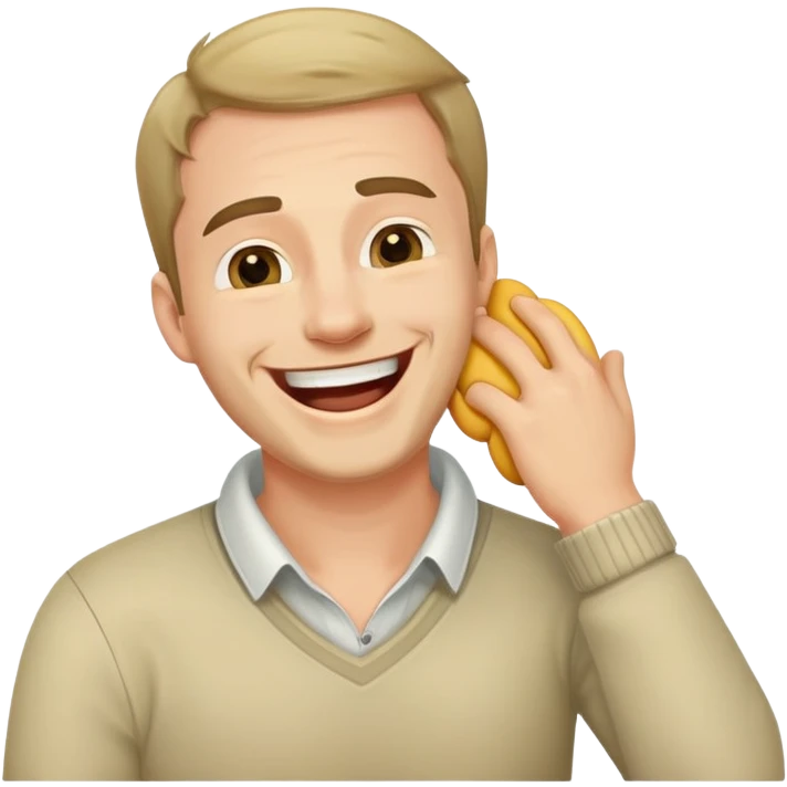 man holding neck laughing emoji