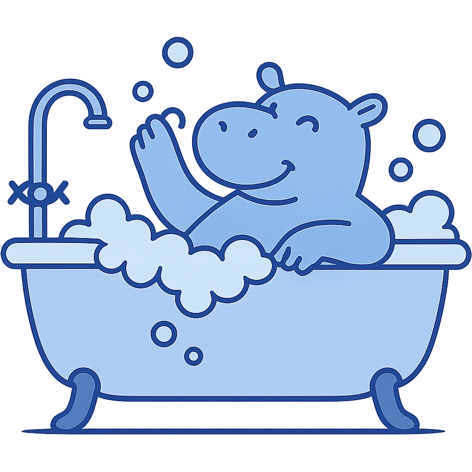 hippo taking a bath in a bathtub emoji